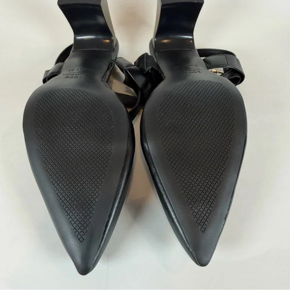 Black Pointed Toe Slingback Pumps High Block Heel | US Size 5.5 / 6 - Picture 12 of 13